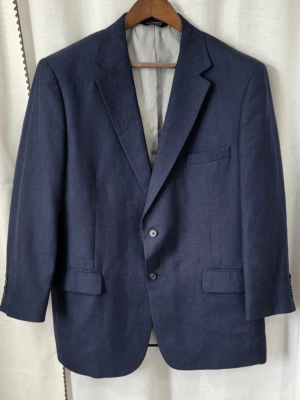 Jos. A. Bank Navy Blue Linen Wool Blazer Sport Coat 44R 730 Burke Jacket